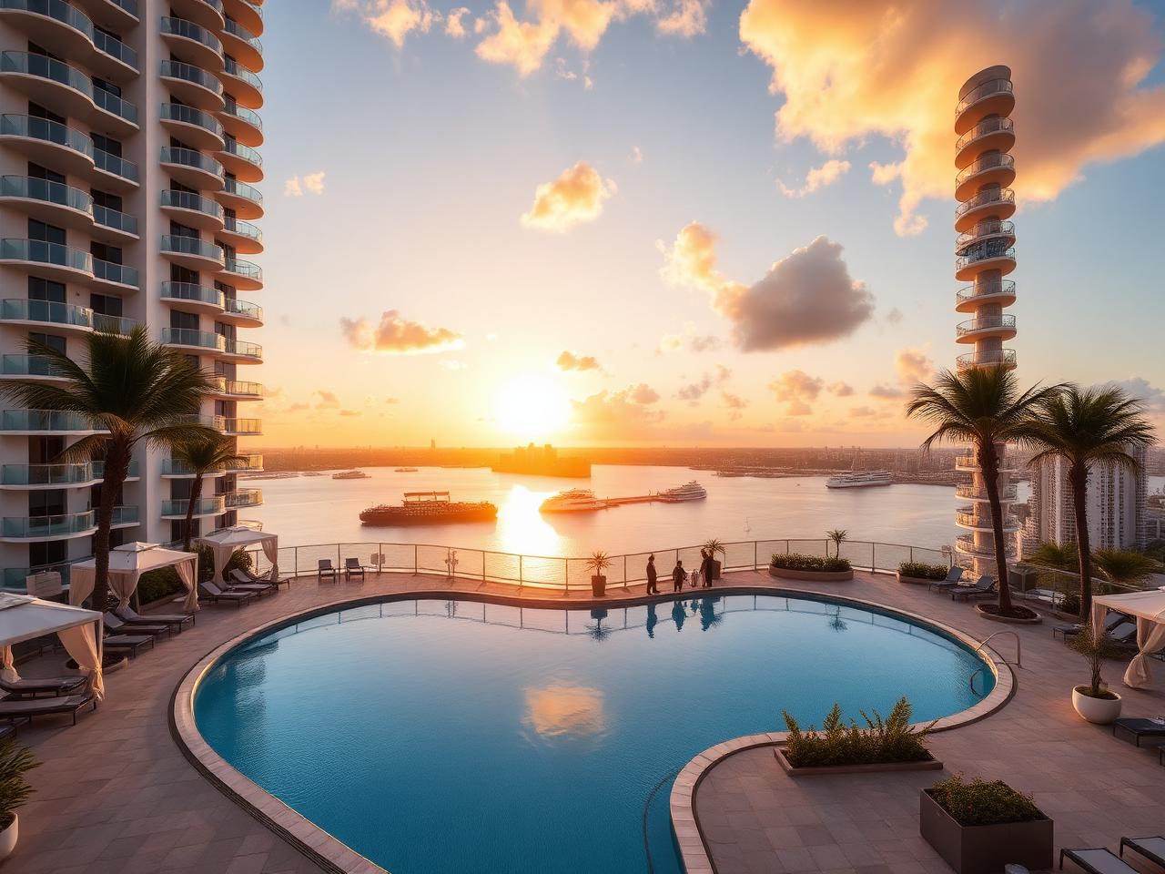 Pool Deck with Biscayne Bay View