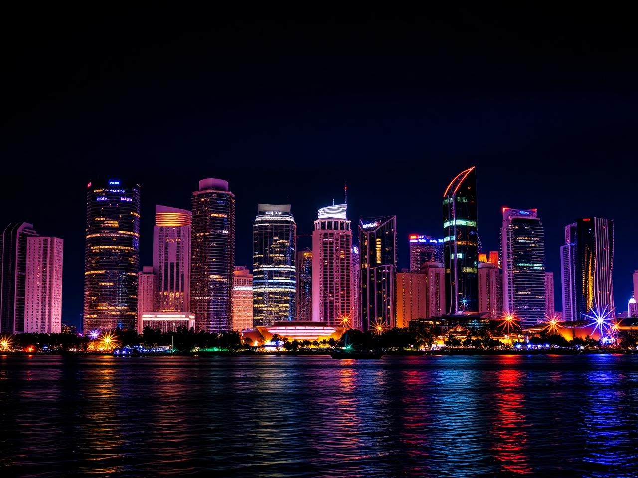 Downtown Miami Skyline at Night